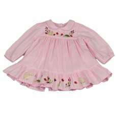 M3508: Baby Girls Cotton Lined Dress With Embroidery (12-24 Months)